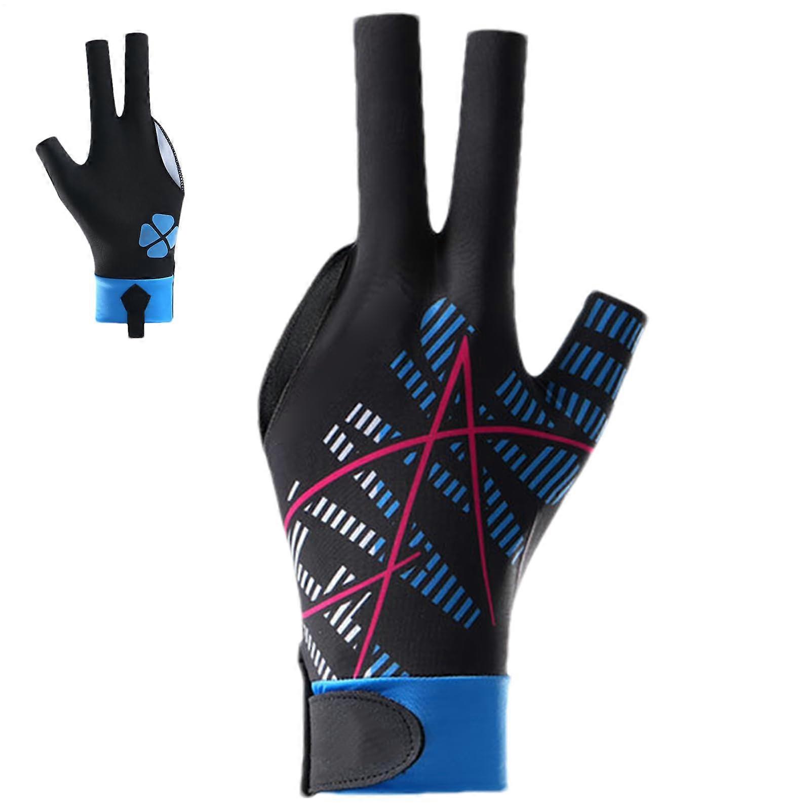 Billiard Pool Gloves, QuickDrying, Breathable, 3Finger NonSlip Mittens, Professional Billiard Gloves for Men or Women dark blue