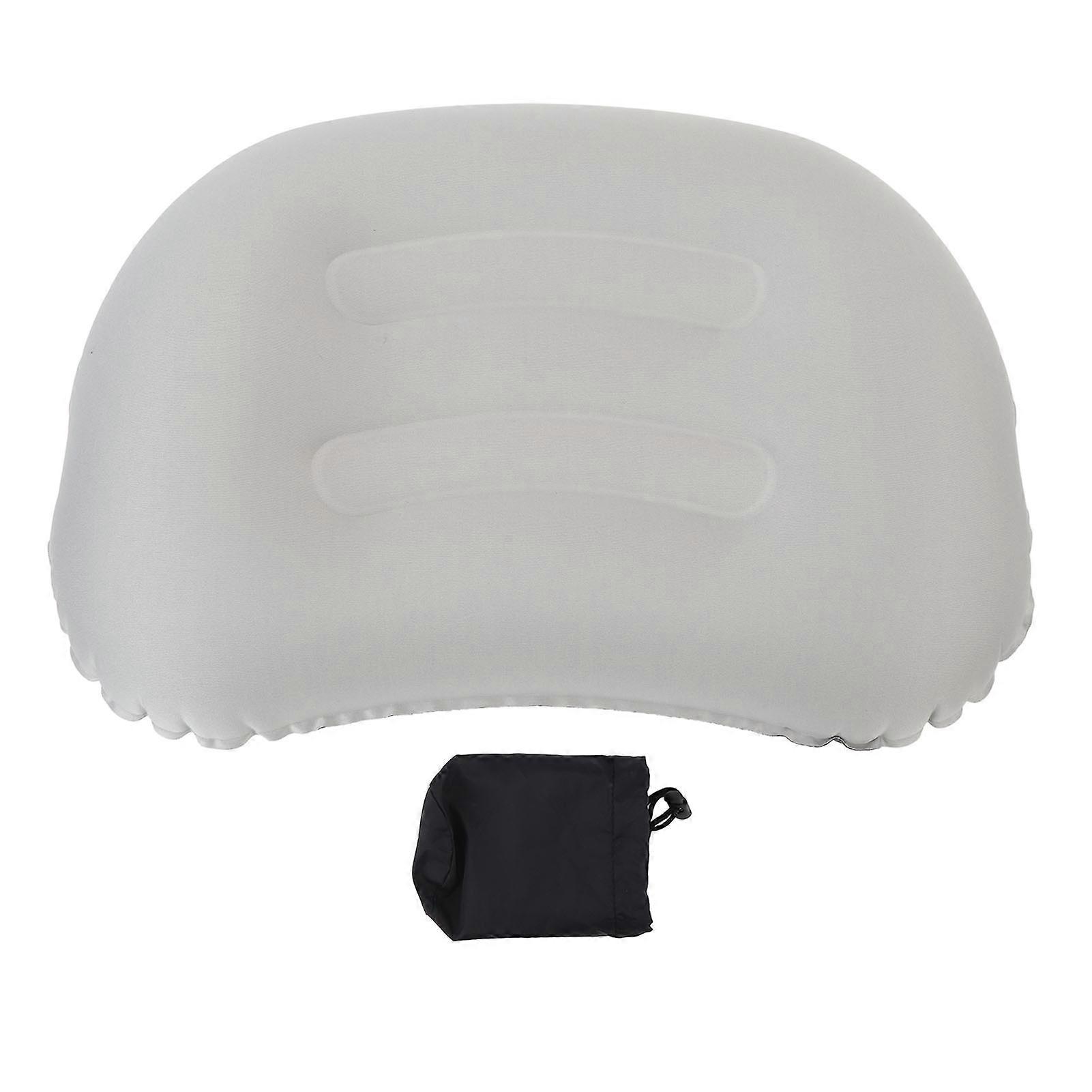 Travel Inflatable Pillow Inflatable Lumbar Support Pillow Portable Foldable Outdoor Inflatable Pillow for Airplanes Trains Offices Gray
