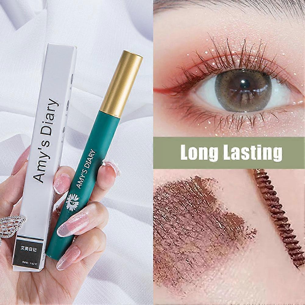 1# Black (A)$Aimee Diary Long Curling Green Mascara for Beginners Waterproof and Sweat-proof No Smudge