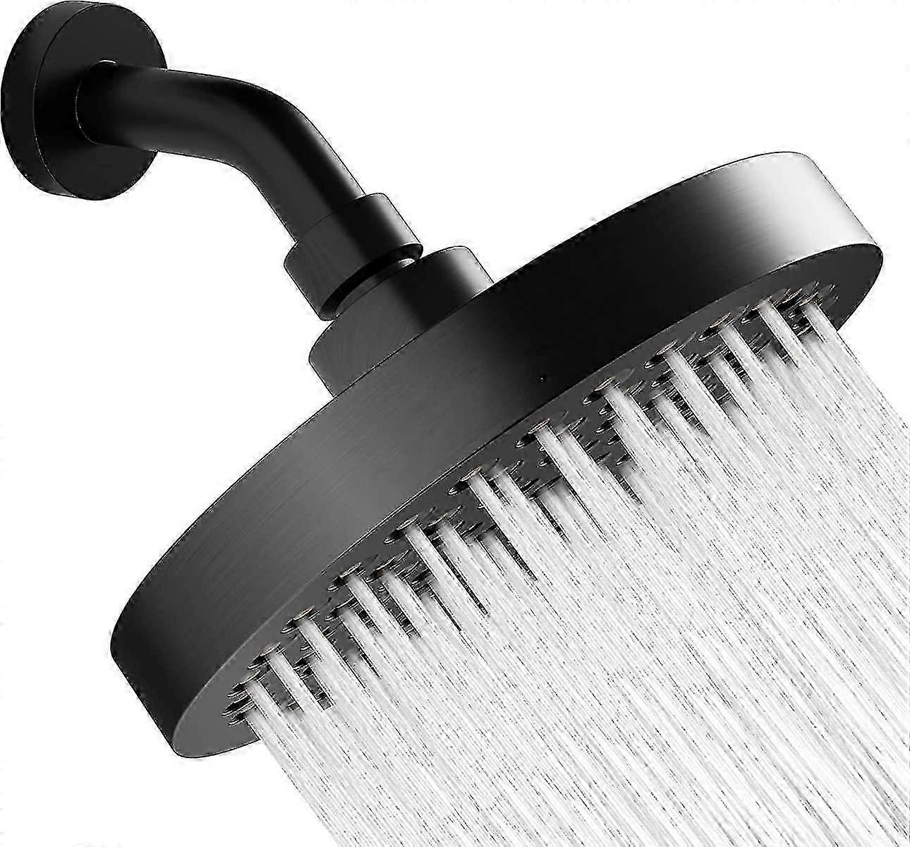 6" højtryksfast brusehoved, vandbesparende regnbruser, 1/2", sort