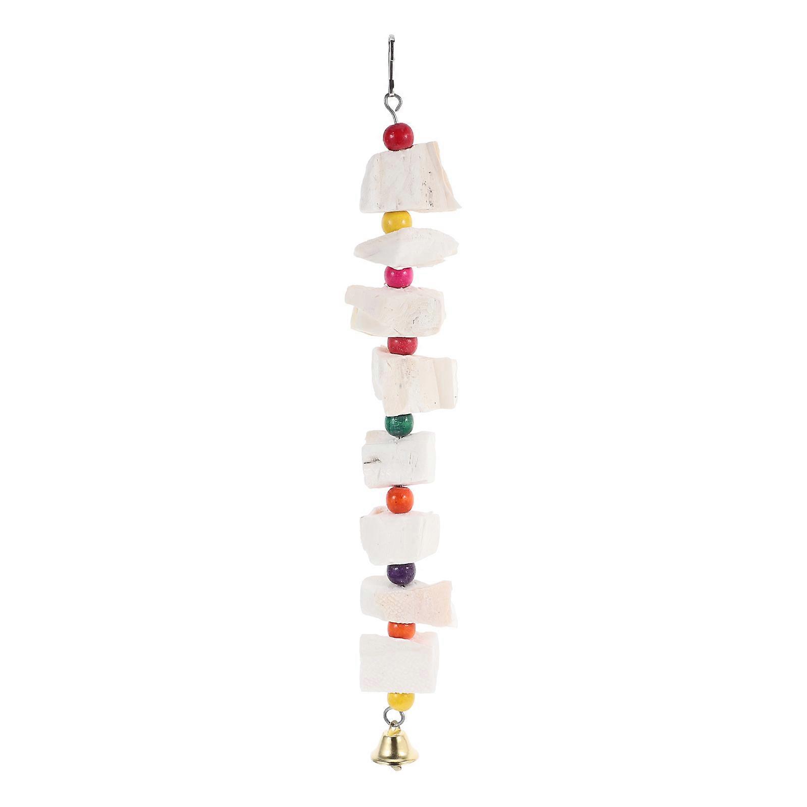 Hanging Calcium Cuttlefish Chew Toy for Parrots – Durable Bird Plaything with Fun Pendant Design for Budgies, Cockatiels and Other Pet Birds