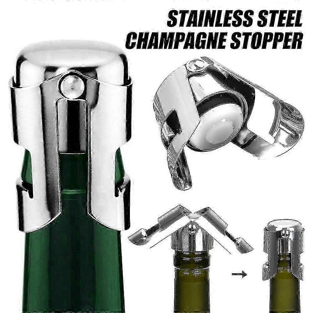 3 stk gjenbrukbar vin champagnepropp i rustfritt stål for prosecco-flasker