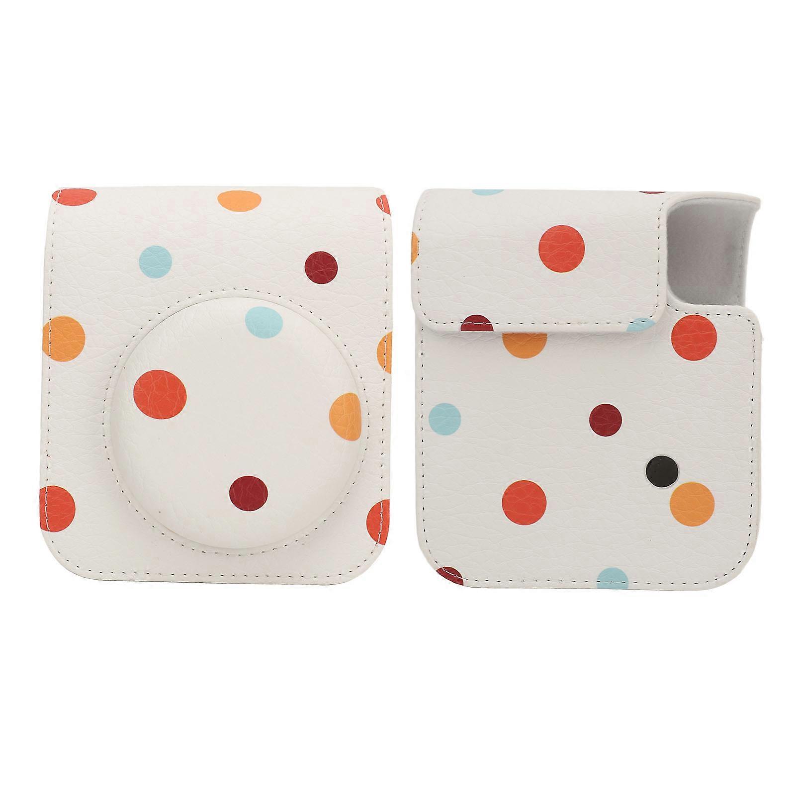 Instant Camera Bag with Adjustable Shoulder Strap PU Colored Dots Detachable Top Cover Instant Camera Case for Instax Mini 12 