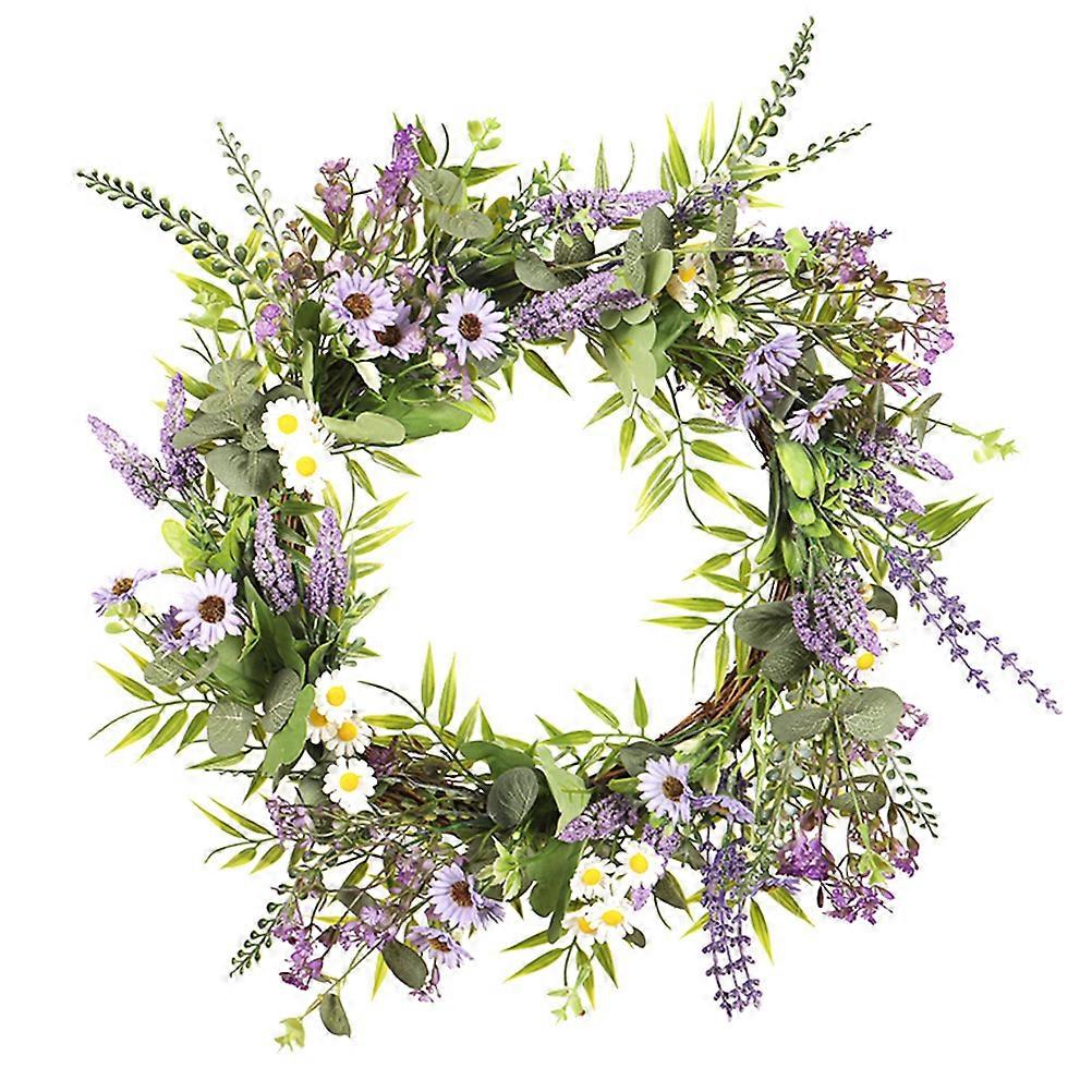 Hanging Spring Wreath Indoor Wreath Festival Decoration Round Style Synthetic Material Home Decor 1Pack