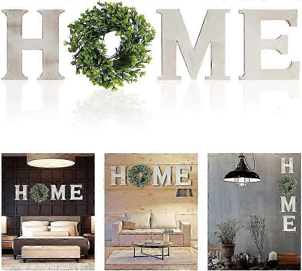 Home Sign Ornament, Wooden Letters with Wreath for Wall, Rustic Home Wall Decor Accessories for Various Home Styles