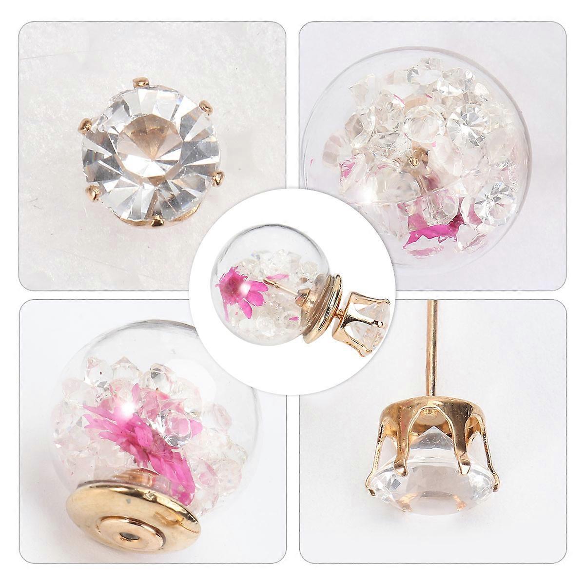 Here's a polished and professional product description based on your input:
**1 Pair Chic Ball Ear Jewelry – Double Sided Glass Earrings with