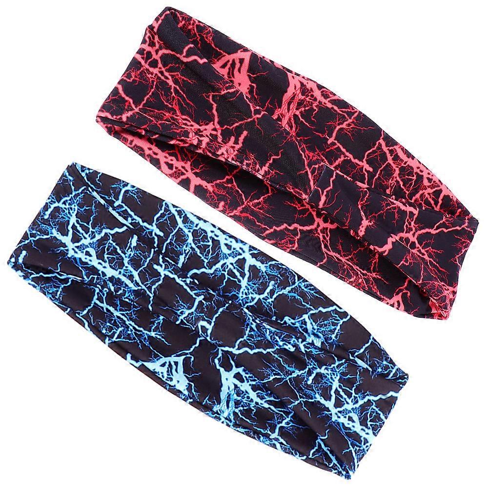 Sports Headbands for Women – Breathable Elastic Sweatband Set for Yoga, Running, and Exercise – Moisture Wicking Hair Bands in Red and Blue