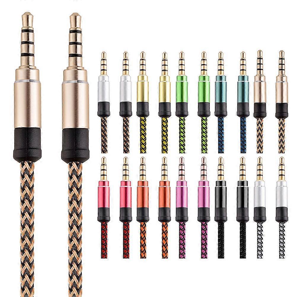 Stereo Output Connector Cable Nylon Braided 3.5mm for Digital Devices with 3.5mm Interface Home Use 150x0.4x0.4cm 2Pcs