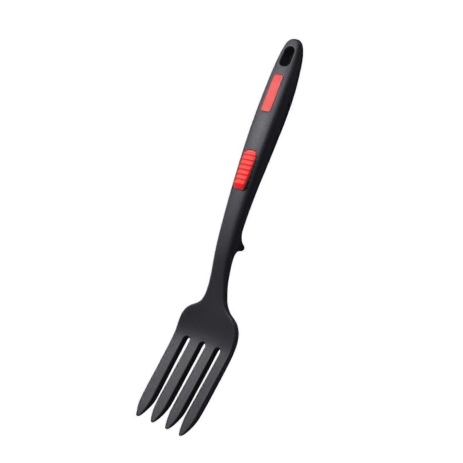 Silicone Salad Fork - Flexible Cooking Fork for Pasta, Whisking & Kitchen Use - Pure Red Dining Tool