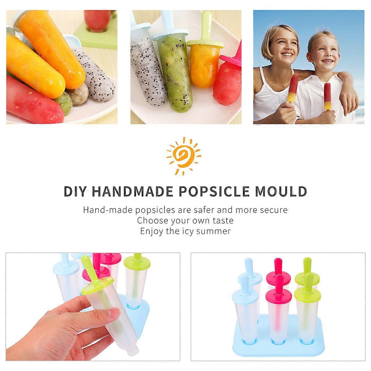 Silicone Popsicle Molds 2PCS Reusable Ice Cream Maker Tool for DIY Fruit & Milk Popsicles, Easy to Clean, Mixed Colors