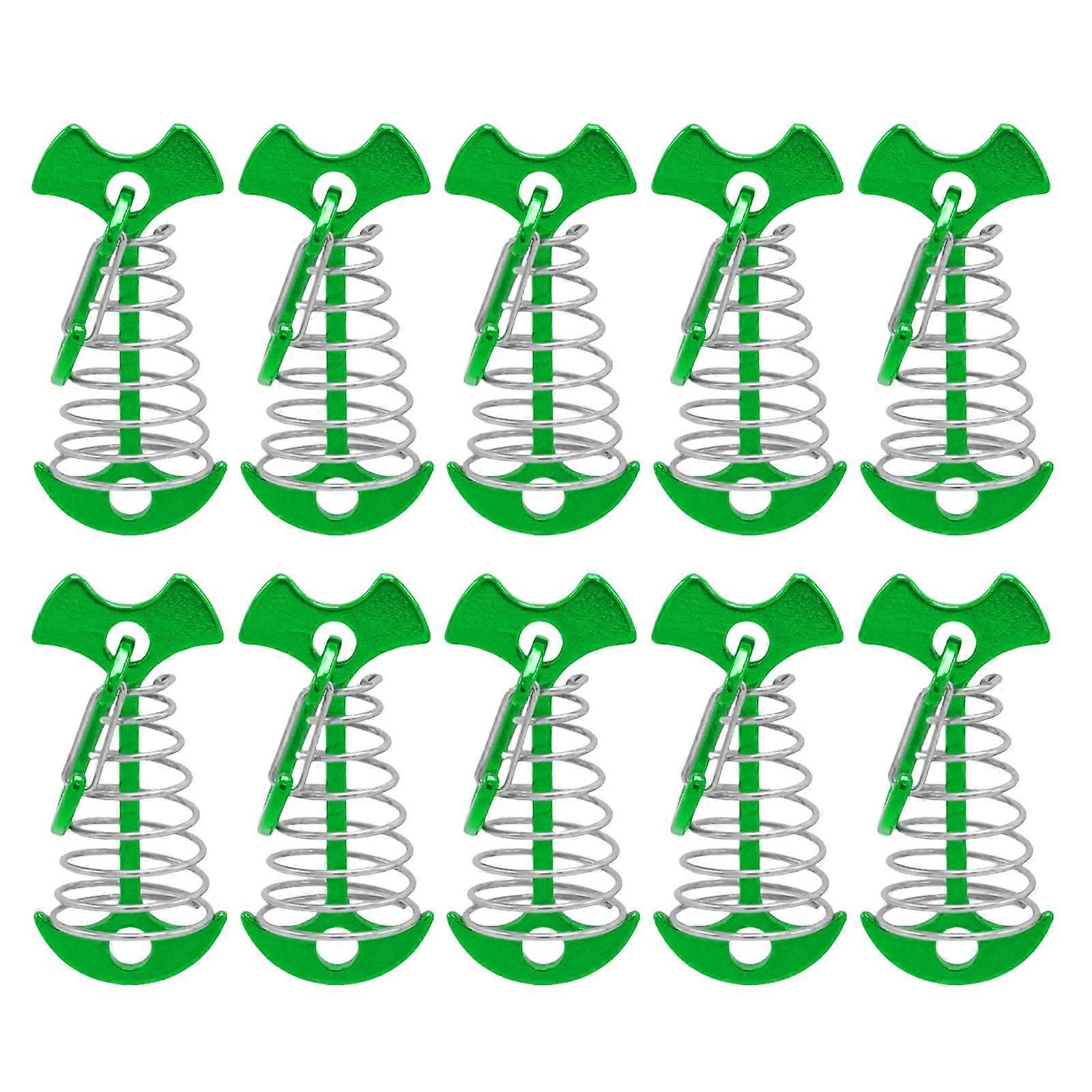 10pcs Deck Bullks Board Tent Stakes Windbreak Anchors with Fishbone Design and Adjustable Guyline Cord Adjusters