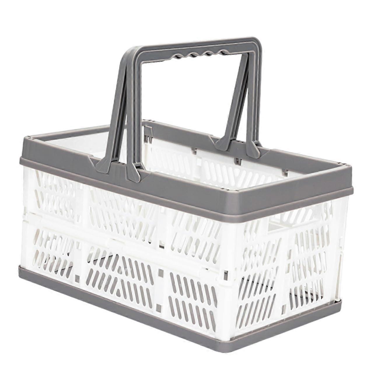 Foldable Snack Organizer for Kids' Room - Portable Plastic Storage Basket in White, Lightweight and Space-Saving