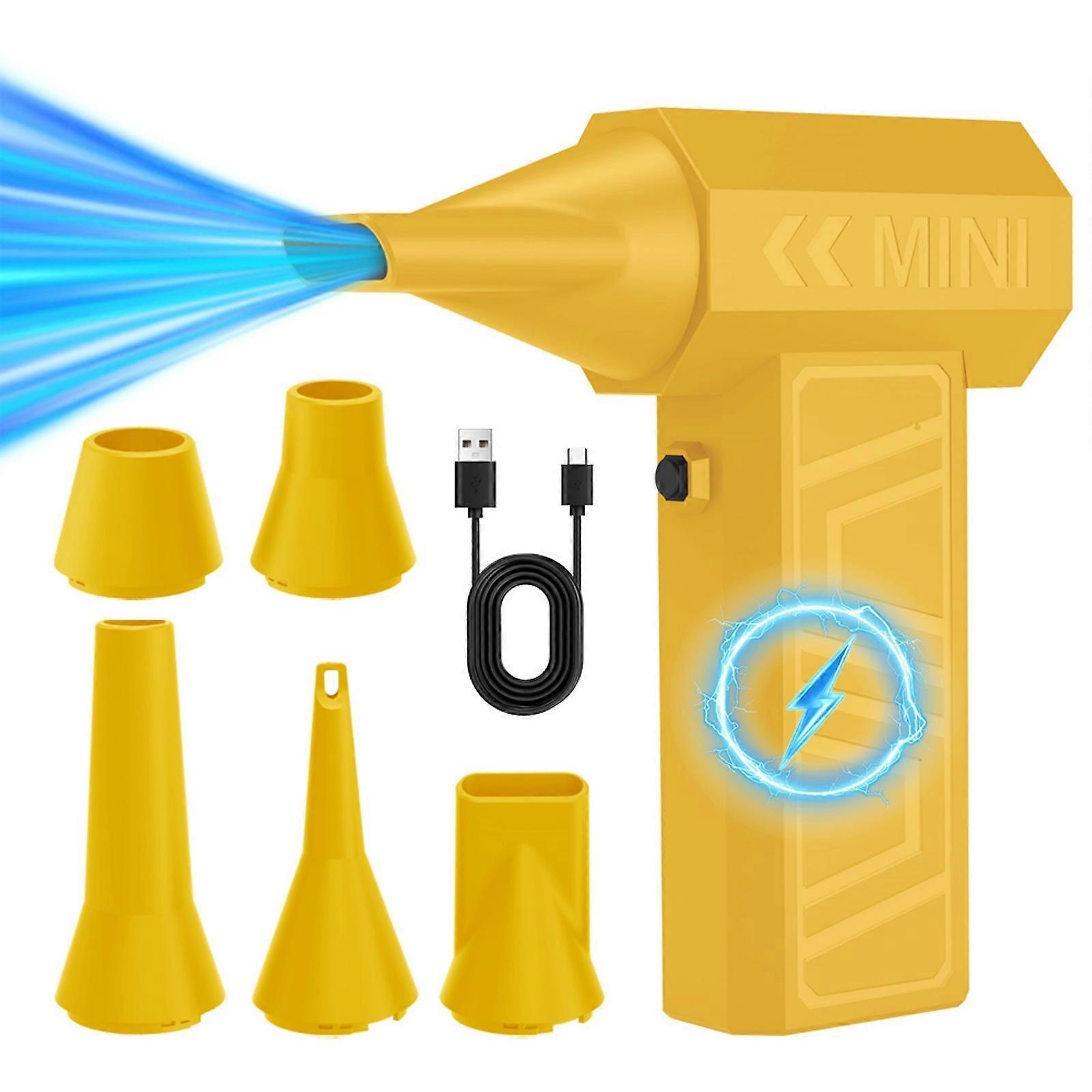 Bezprzewodowy wentylator Lekka dmuchawa kurzu Ręczny wentylator silnika Miotełka powietrza 105000 obr./min dla kobiet mężczyzn Czyszczenie komputera na zewnątrz Żółty