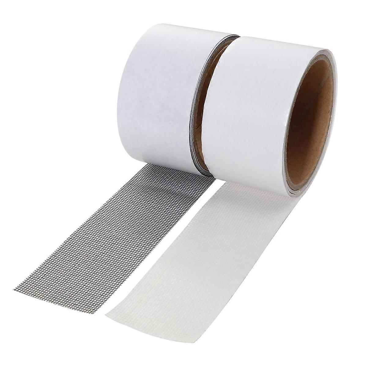 Screen Window Repair Fiberglass Covering Mesh Tape Adhesive Tear-Resistant Fireproof Breathable 2PCS Grey Camping Tarps