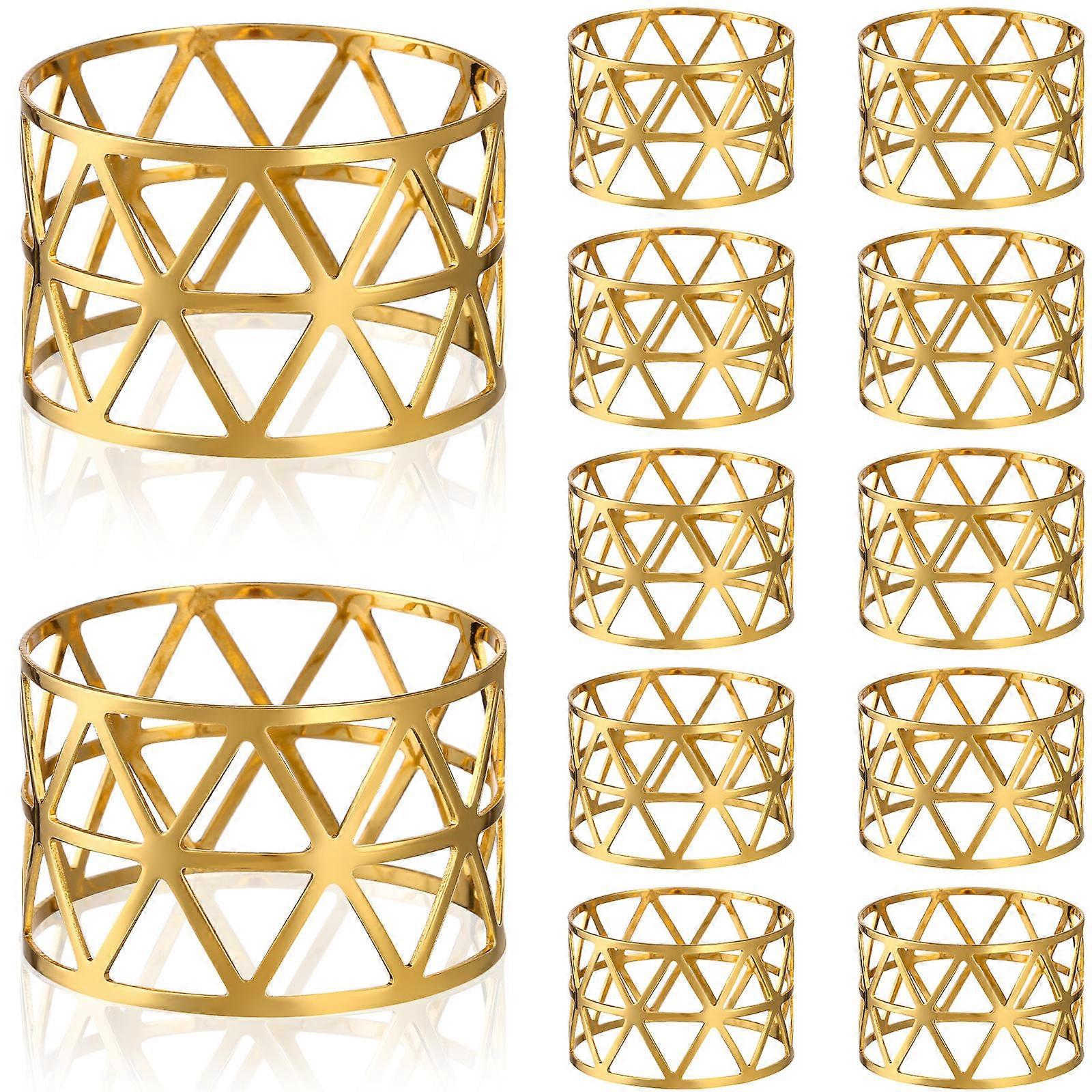 Dinner Table Decoration Metal Napkin Ring Golden Plating For Bridal Shower Table Setting 12Pcs