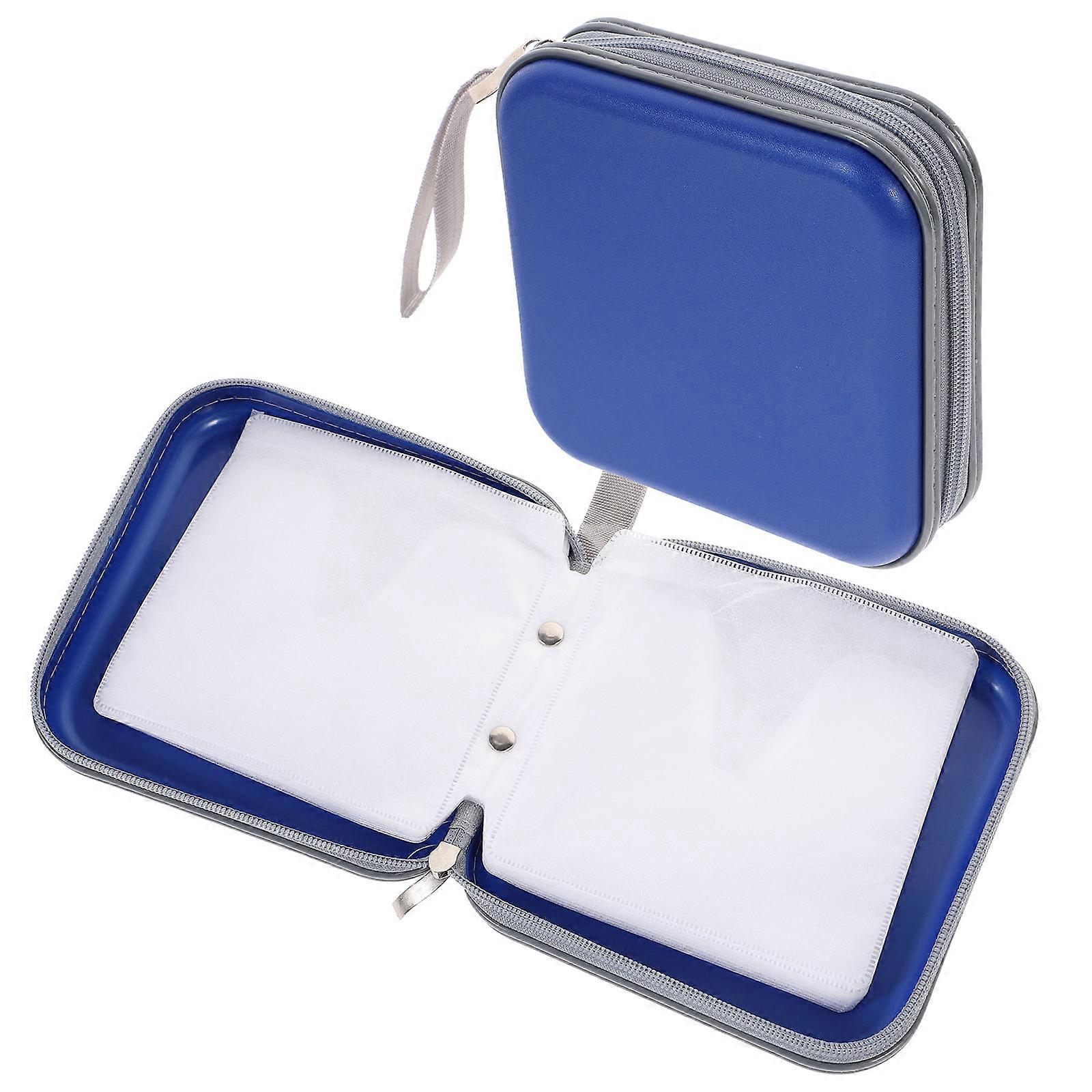 Cd Holder Storage Case 40 Slots Lightweight Cd Wallet Organizer Space-Saving Blue 2Pcs