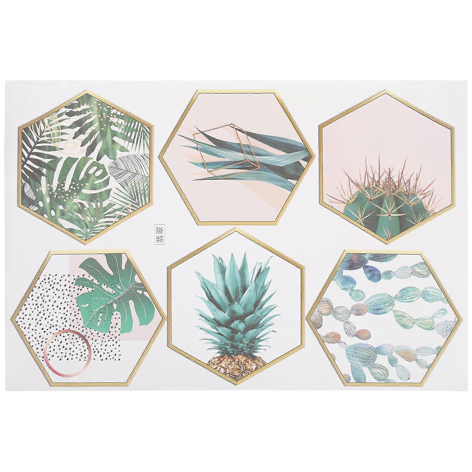 Durable Hexagonal Plant Wallpaper Multi -Adhesive Wall Sticker 1Set
