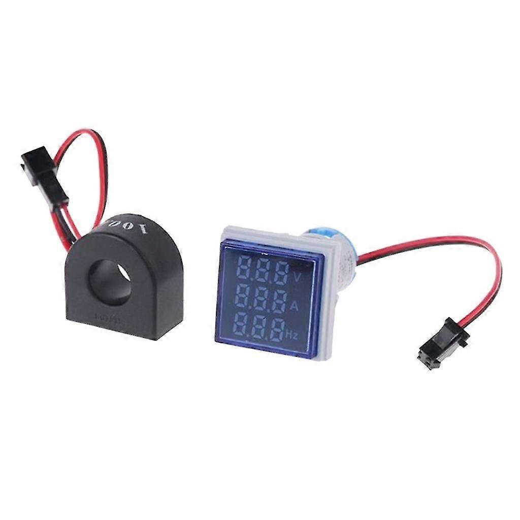 Square LED Digital Hertz Meter Voltage Current Frequency Indicator Blue
