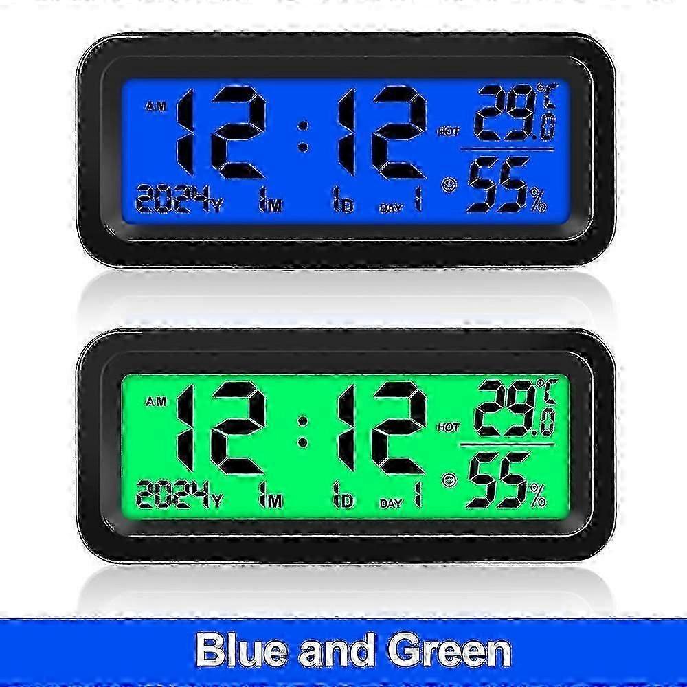 Solar Car Digital Clock Date Week Temperature Humidity LCD Display for Dashboard Car Clock Automobiles Internal Thermometer Hygrometer Stick-On 2025