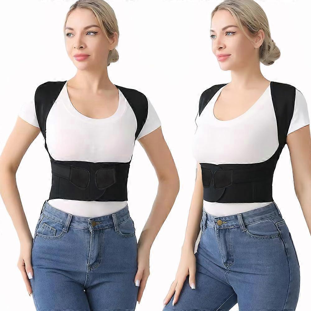 Posture Corrector for Men and Women, Invisible Back Shoulder Support, Adjustable, Ideal for Students, Adults, Office, Everyday Use (Black, S)
