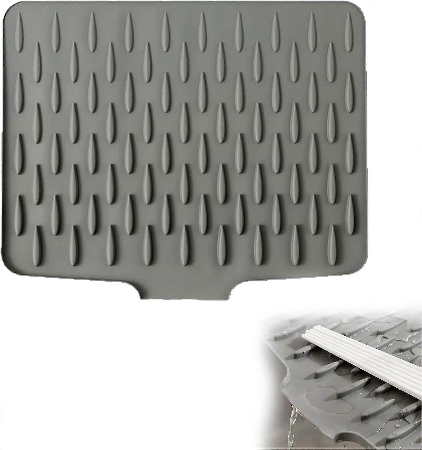 Silicone Dish Drying Mat, No-Spill Silicone Worktop Saver Heat-Resistant & Non-Slip Mat for Drip-Free Drying, Draining Board Mat for Kitchen Counter,