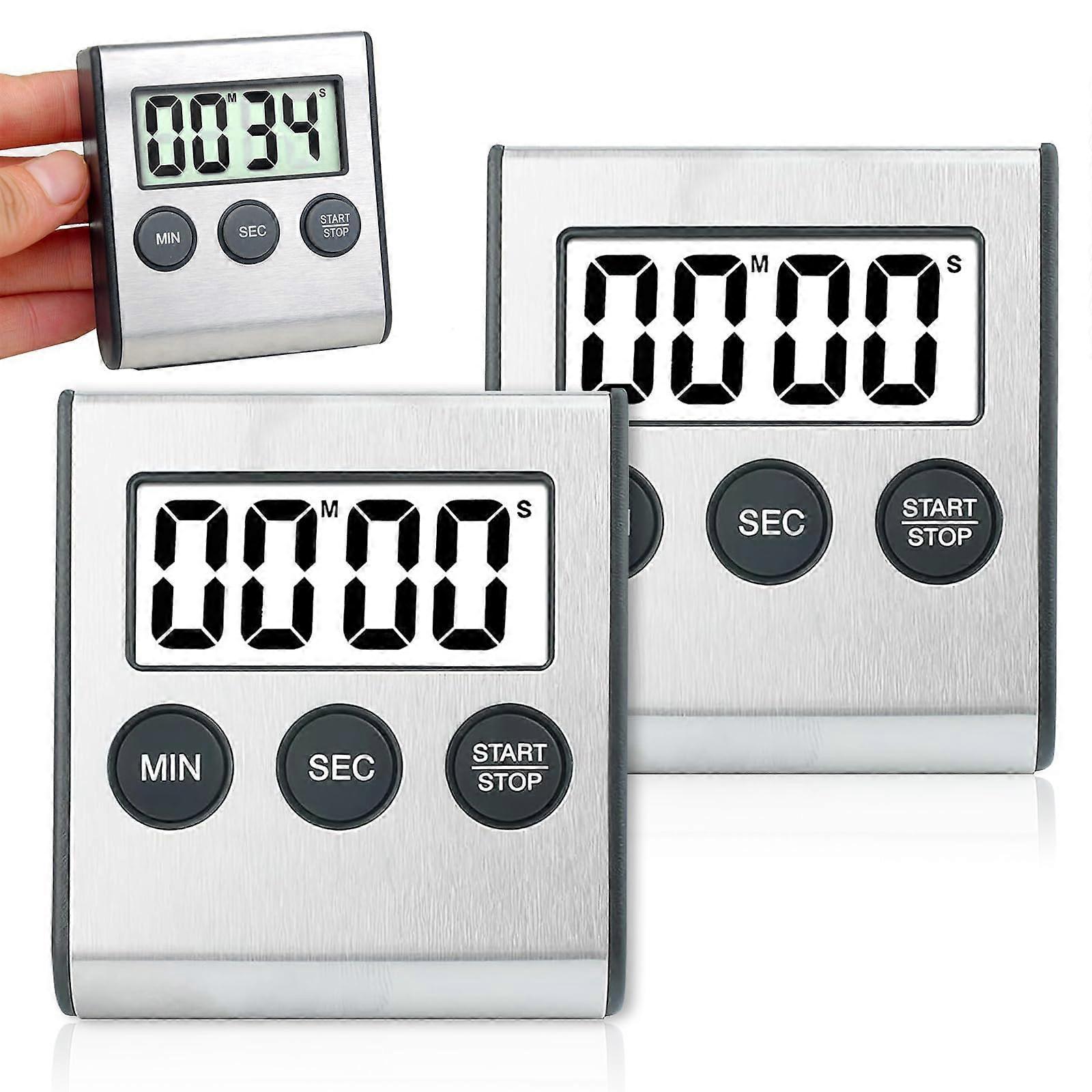 Digital Kitchen Timer – 2 Pack Magnetic Digital Stopwatch for Cooking, Studying, Sports, 6.5 x 1.4 x 7.0 cm