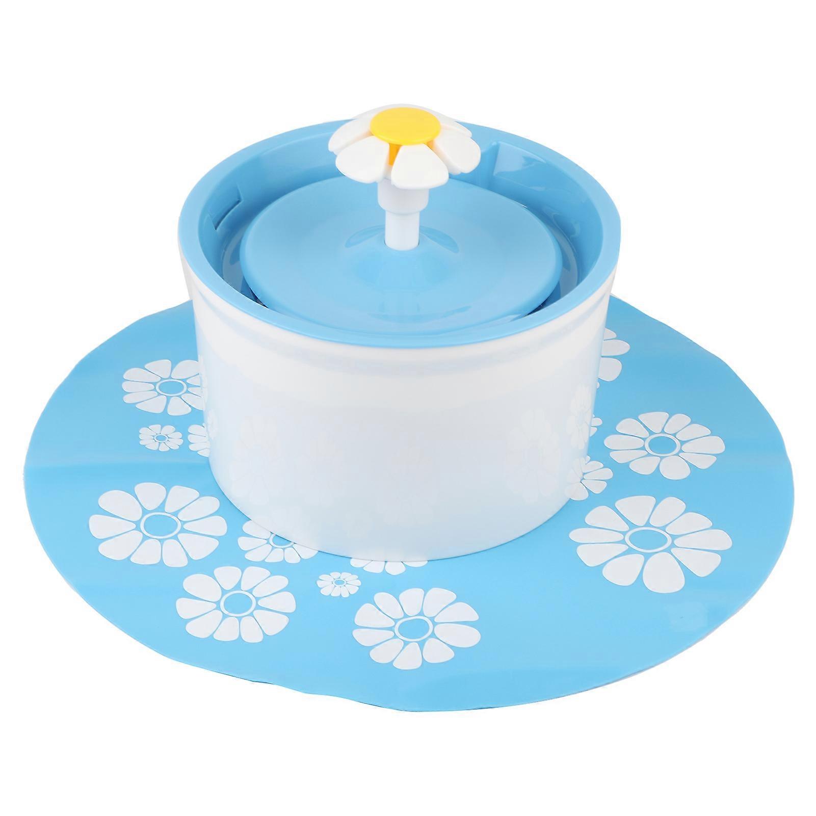 Drinking Fountain Automatic Electric Pet Dog/Cat Water Dispenser Flower Style Blue US Plug