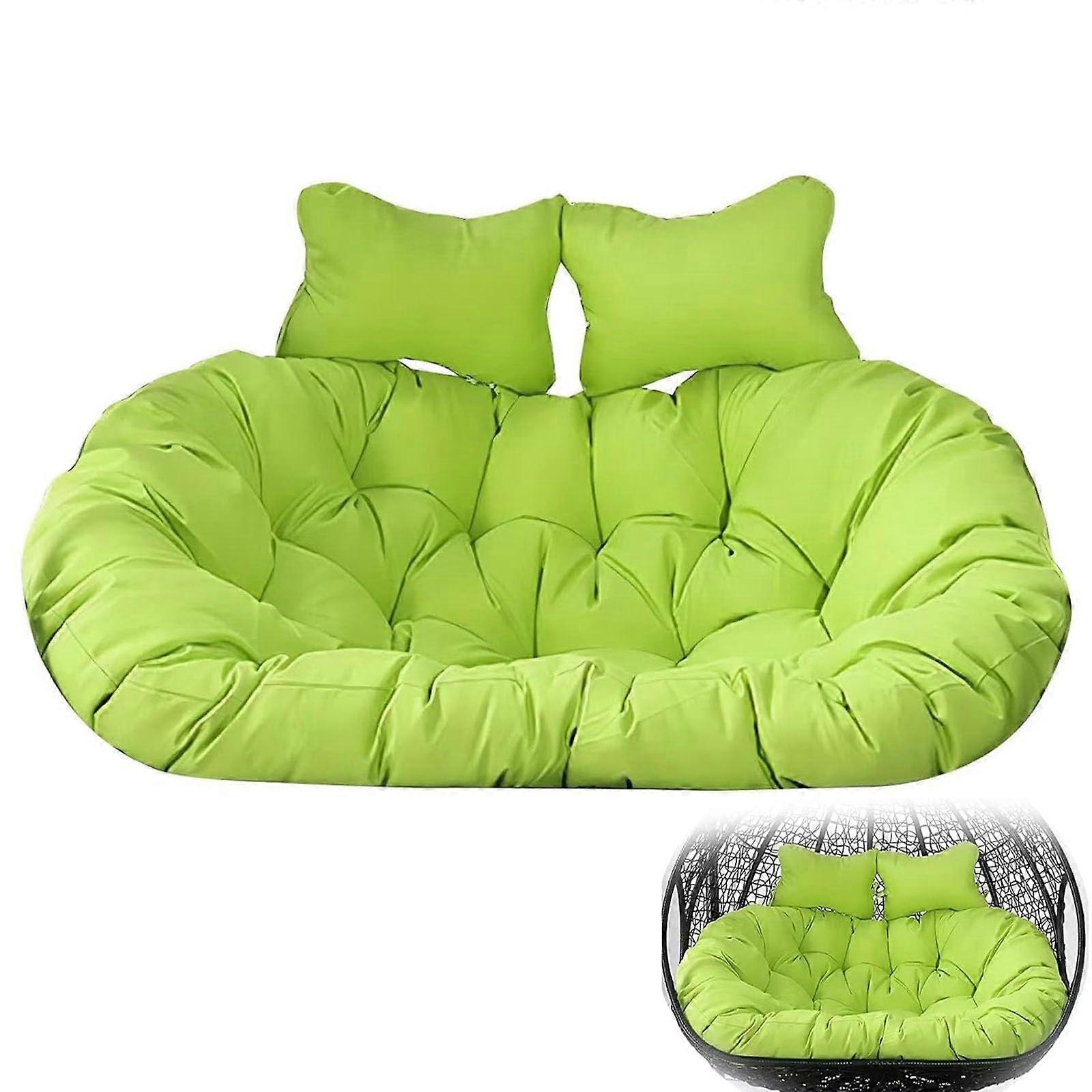 Double Swing Hammock Replacement Cushion Thick Hanging Basket Seat Cushion with Zipper Washable and Removable Green