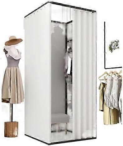 Portable changing room, freestanding changing room, square changing cabin made of thick carbon steel pipe with sunshade changing cabin J 100x85x200cm