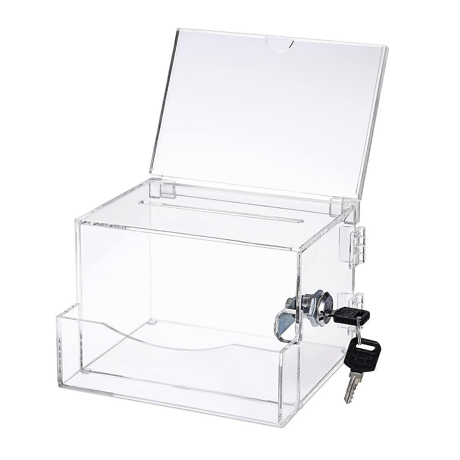 Acrylic Donation Box with Sign Holder and Lock