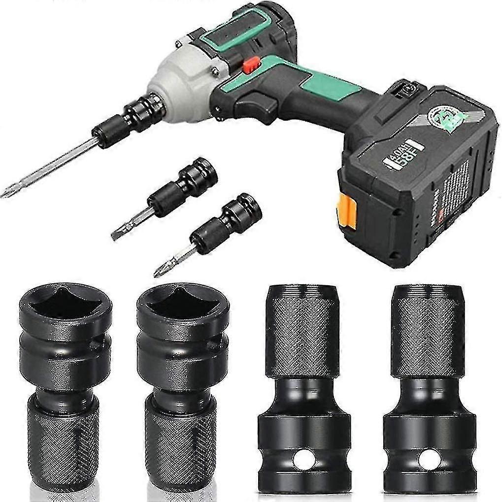 4 Adet Darbe Adaptörü 1/2 Kare Sürücü 1/4 Hex Sap Soket Adaptörü Hızlı Serbest Bırakma Chuck Converter