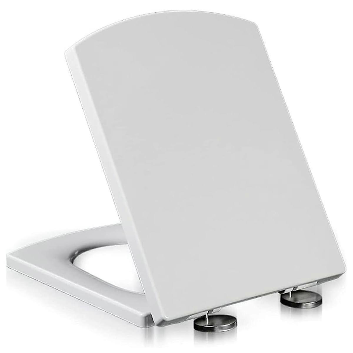 Square toilet seat with slowclose mechanism, quickrelease, white, 03A