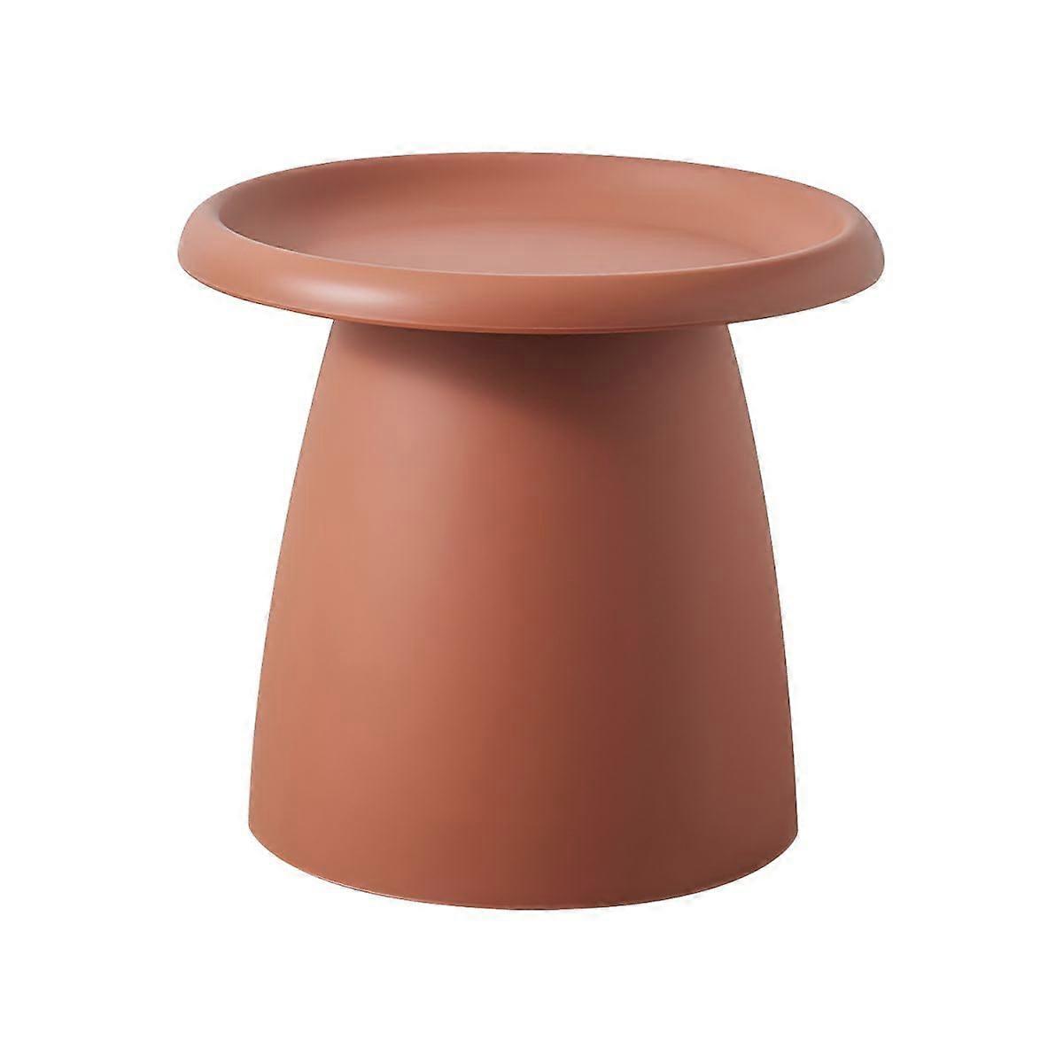 Nordic Style Coffee Table Plastic Round Brown Mushroom-Design 50.8 cm L x 45.7 cm W Compact Balcony Side Table