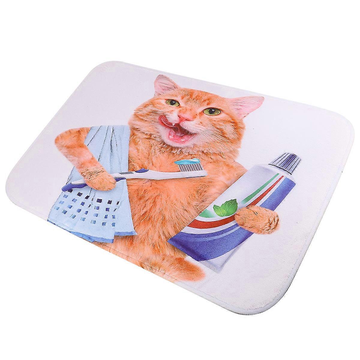 Front Door Mat Cat Pattern Floor Mat Non-Slip Decorative 60X40X0.5CM 1Set