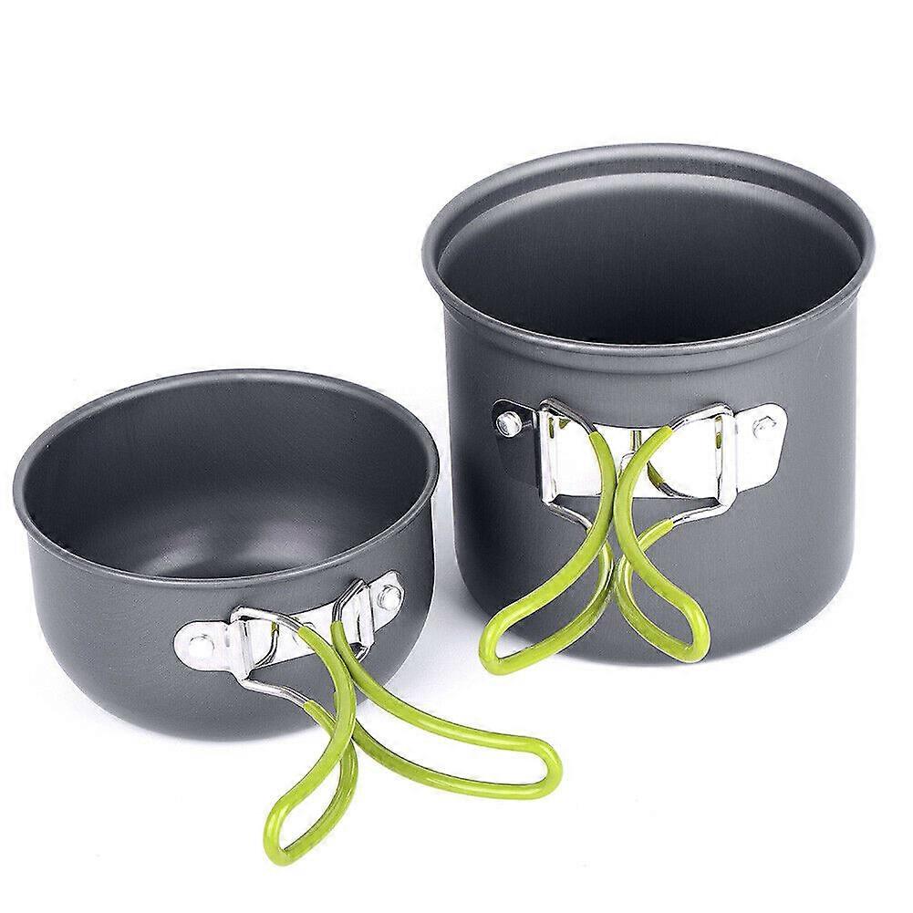 Camping Cooking Utensil Set Outdoor Cookware Pans and Pots Hiking Backpacking Picnic Grey 12.8 * 12.8 * 17.5cm Portable Cooking 2Pcs