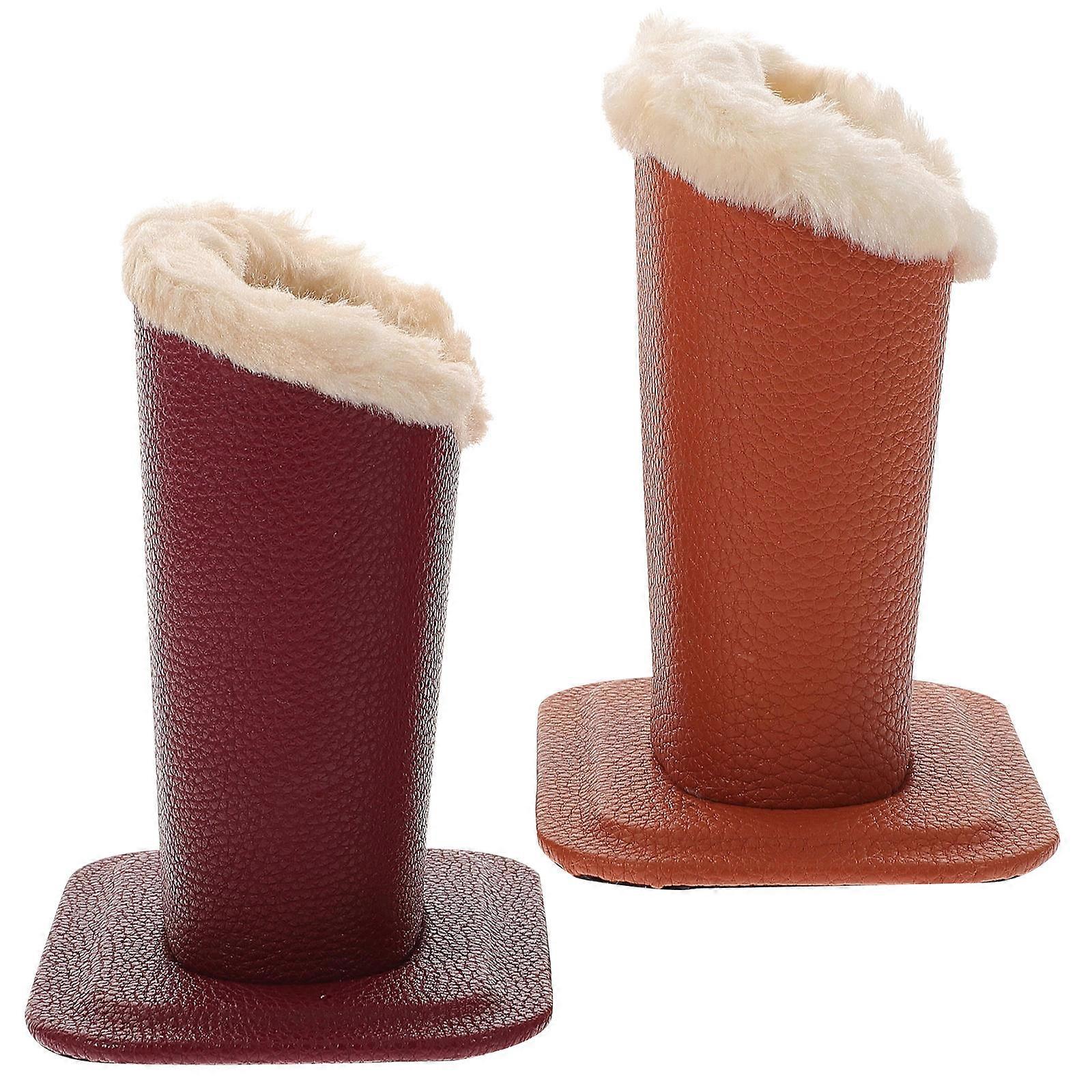 Eyeglass Frame Stand Leather Material Storage Desk 12.50X12.00X8.30CM 2Set