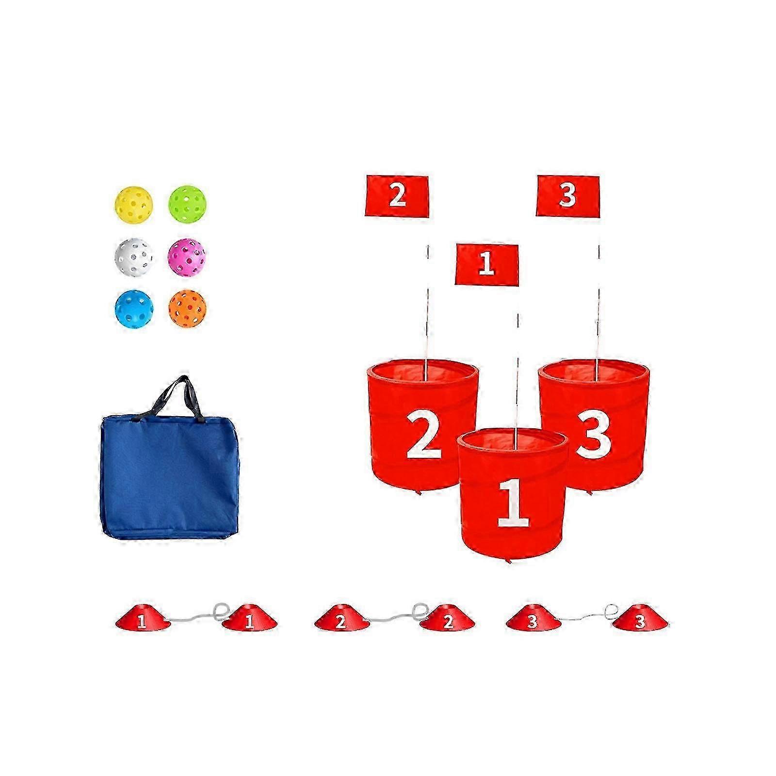 Red Number Blocks Golf Shot Practice Bucket and Game Set with Pick Ball & Beach Cloth