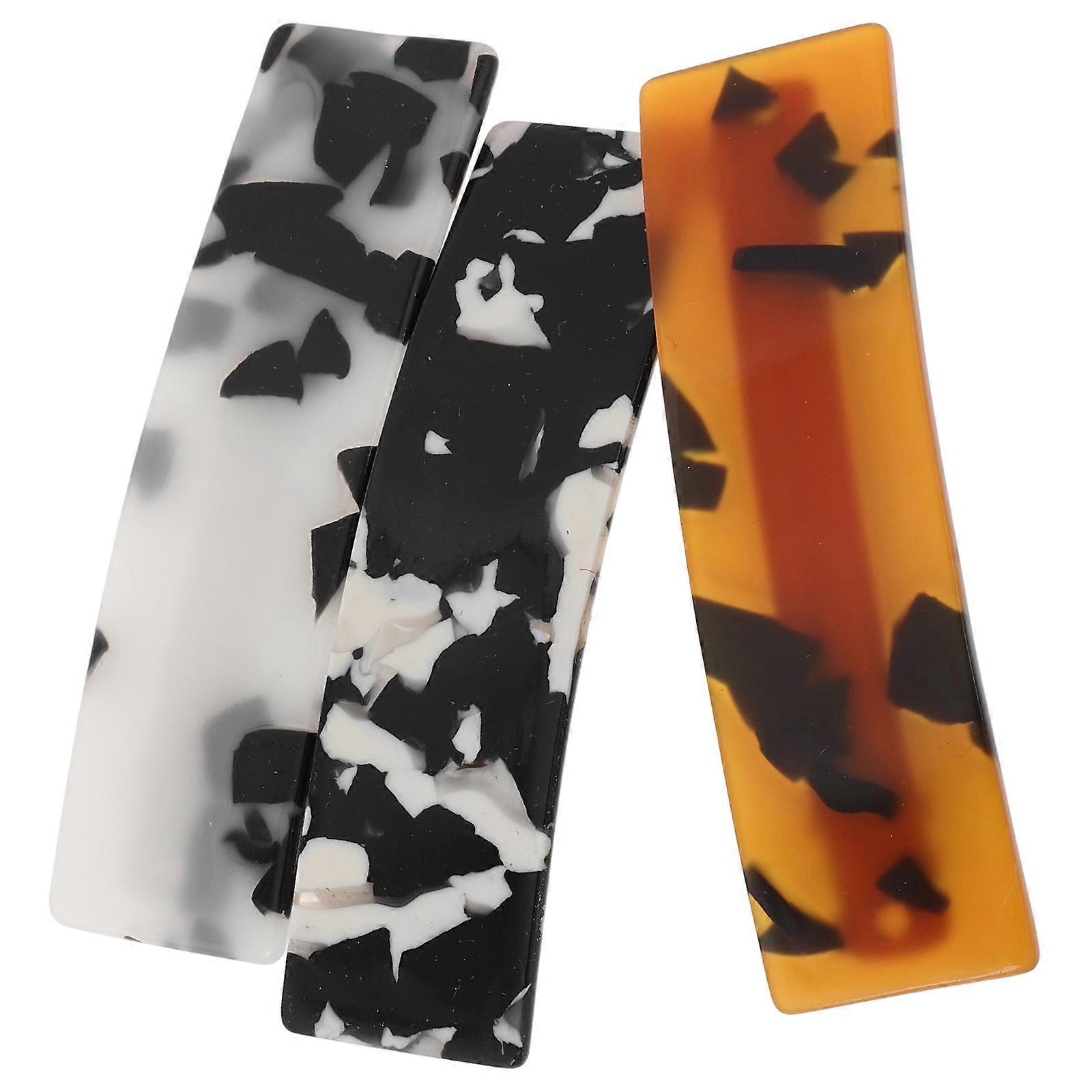 3pcs Square Acetate Spring Hair Clips for Women – Leopard Print, Secure Grip, Stylish Barrettes for Daily Use