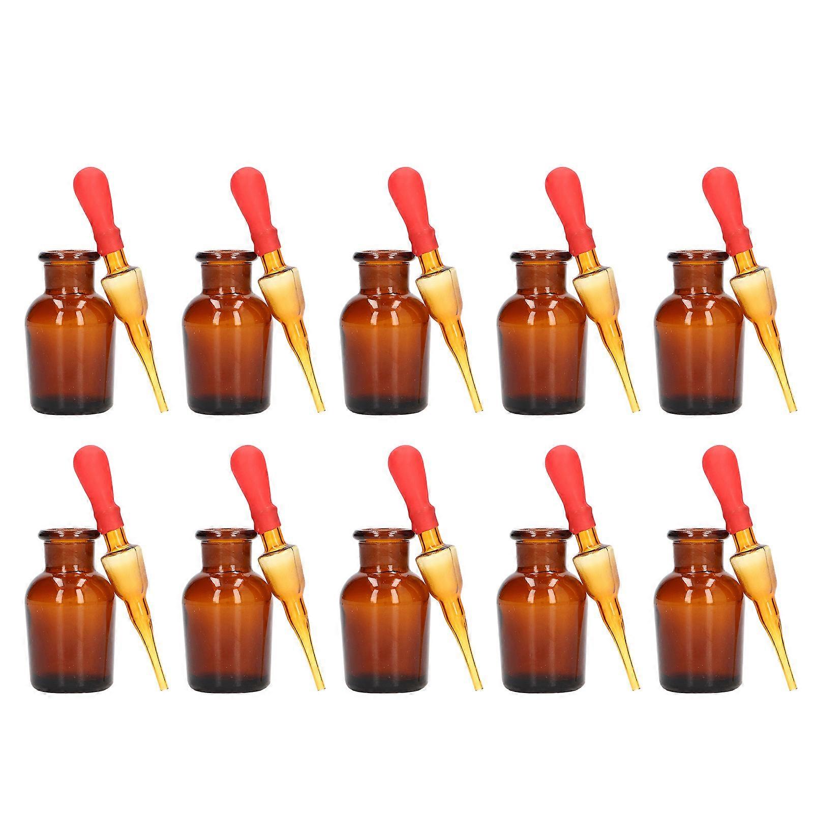 10Pcs Dropper Bottle 30ml Capacity Rubber Top Tool Set Kit for Laboratory Experiment
