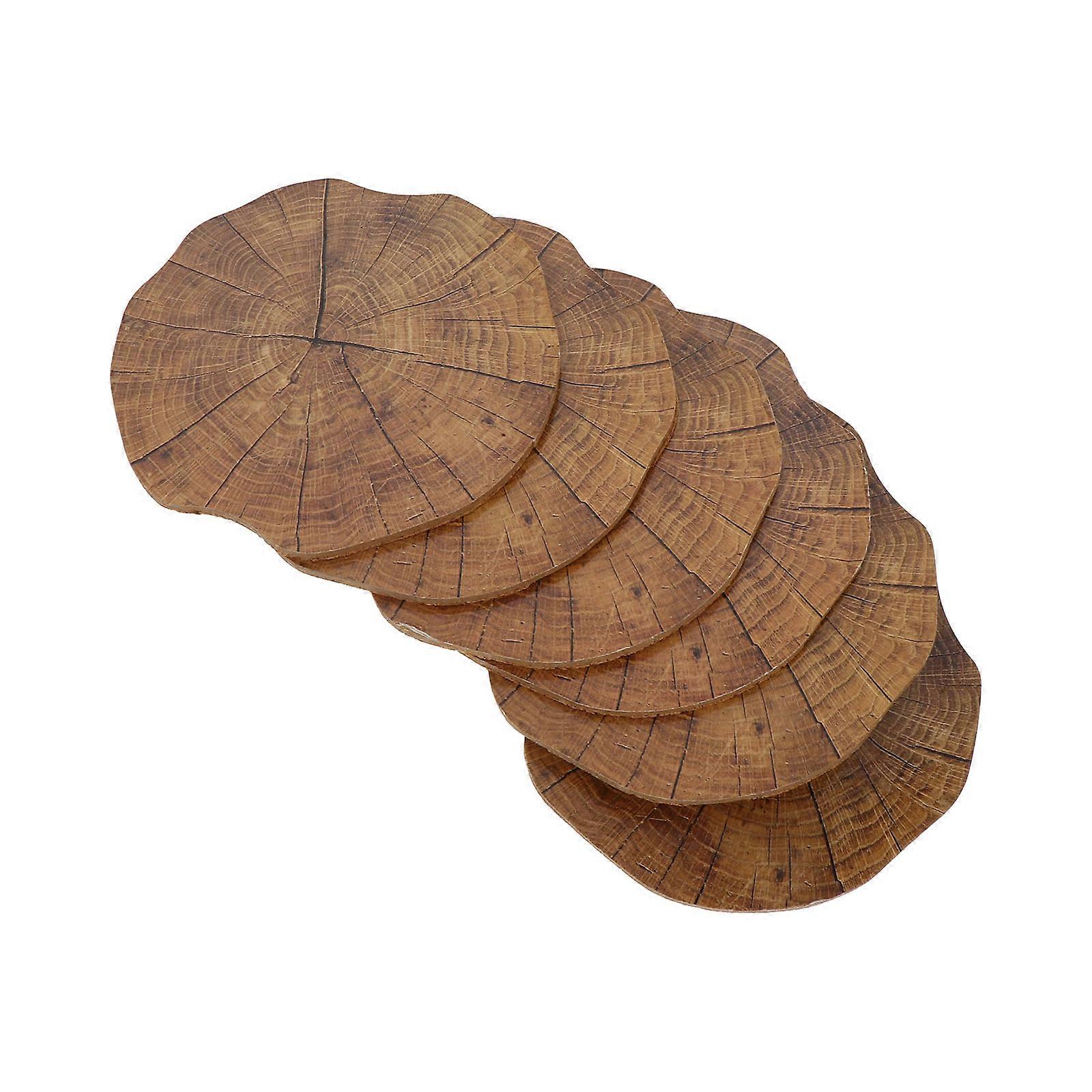 Wooden Waterproof Scalding Coasters with Grain Design 6 Pcs Light Brown