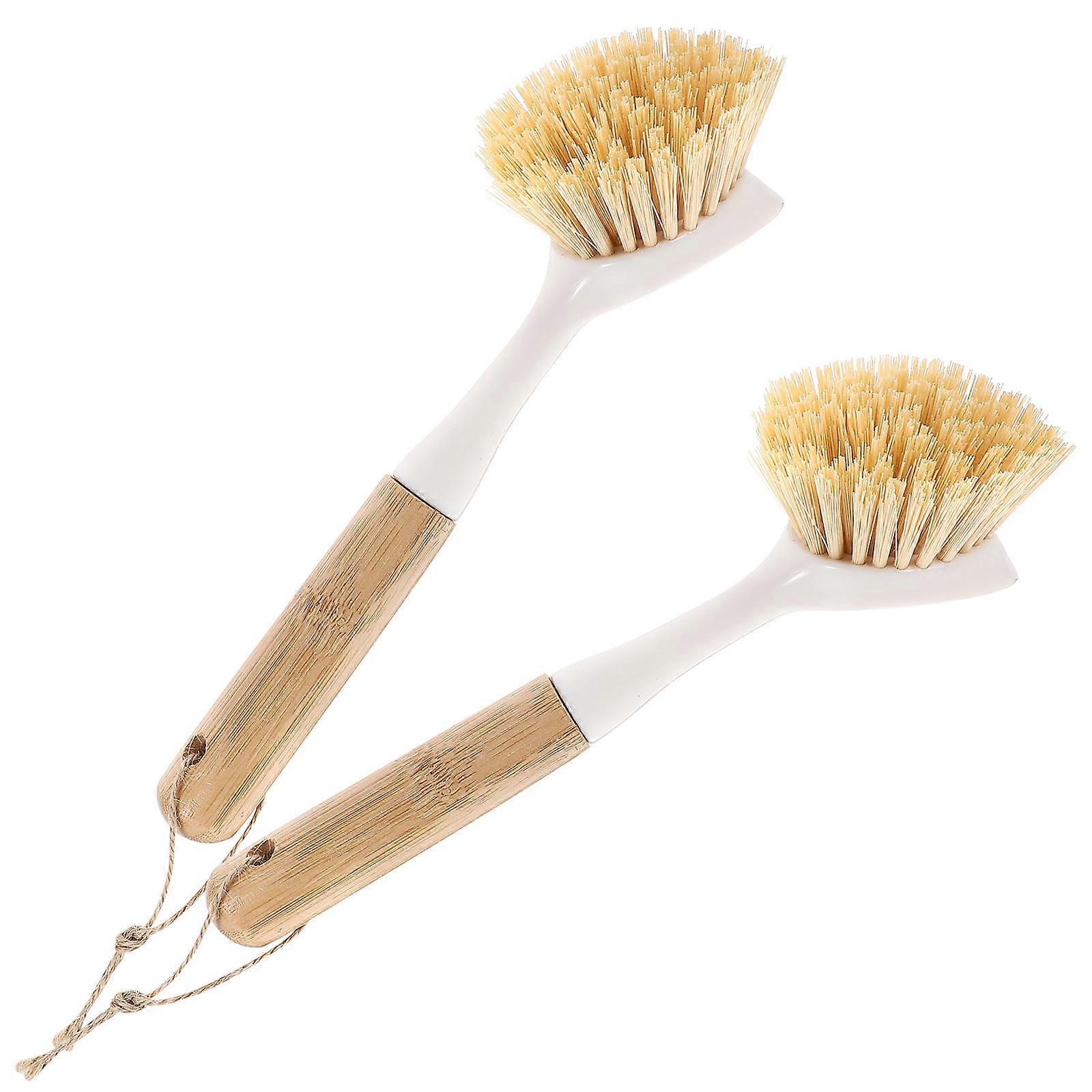 Kitchen Cleaning Brush Wok Brushes Cooking Preparation Plastic Base 2Set