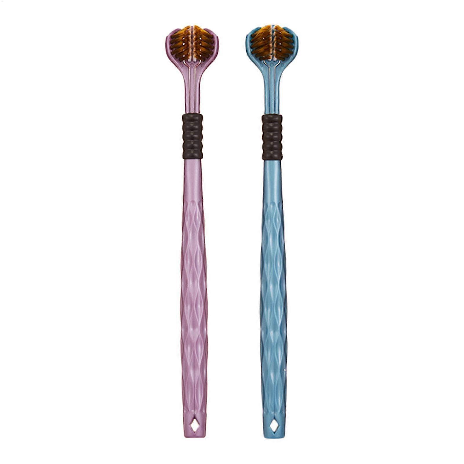 Triplesided toothbrush for adults with soft bristles, portable for travel