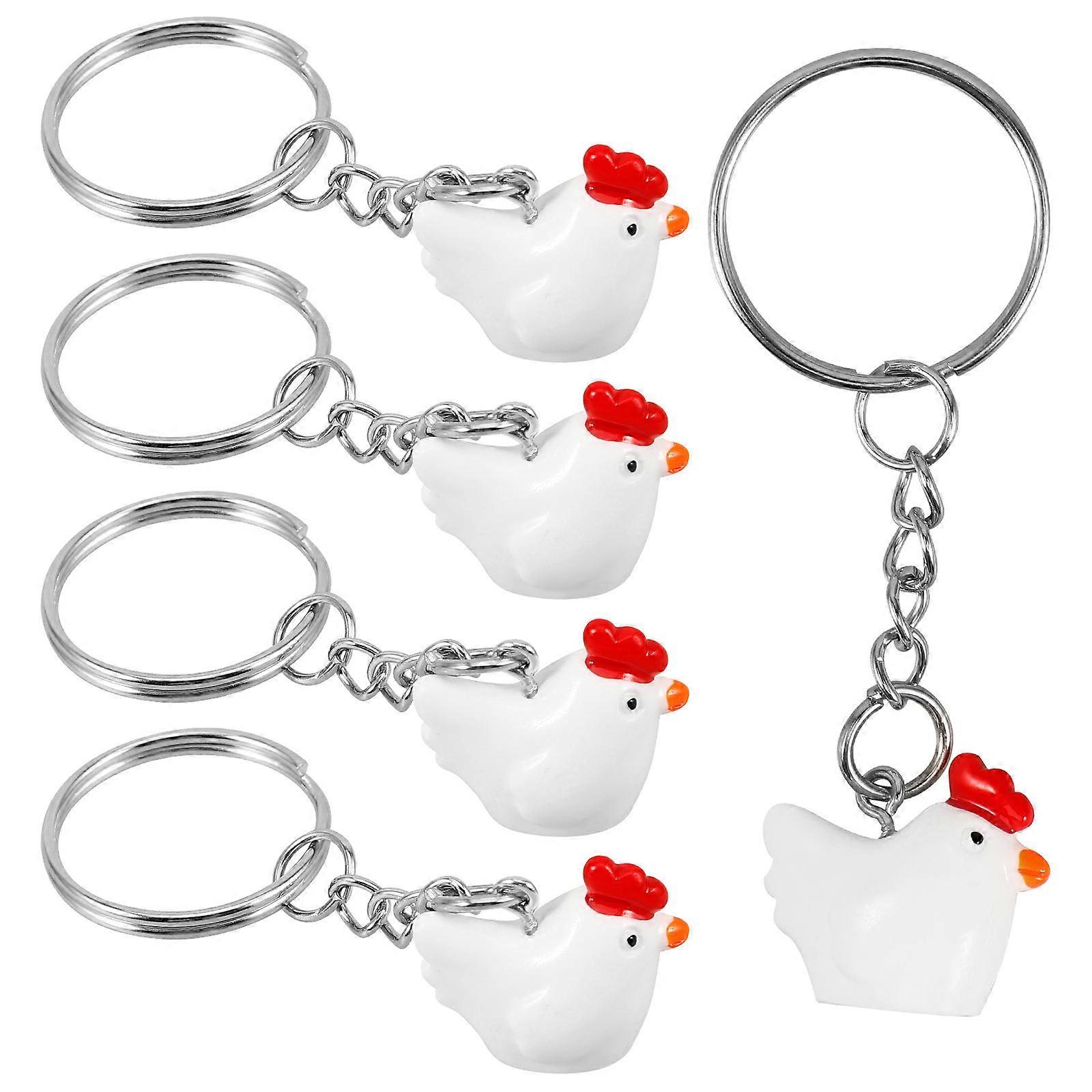 Key Attachment Simulation Chicken Keychain Stylish Accessory For All Ages Fun And Playful 5Pcs