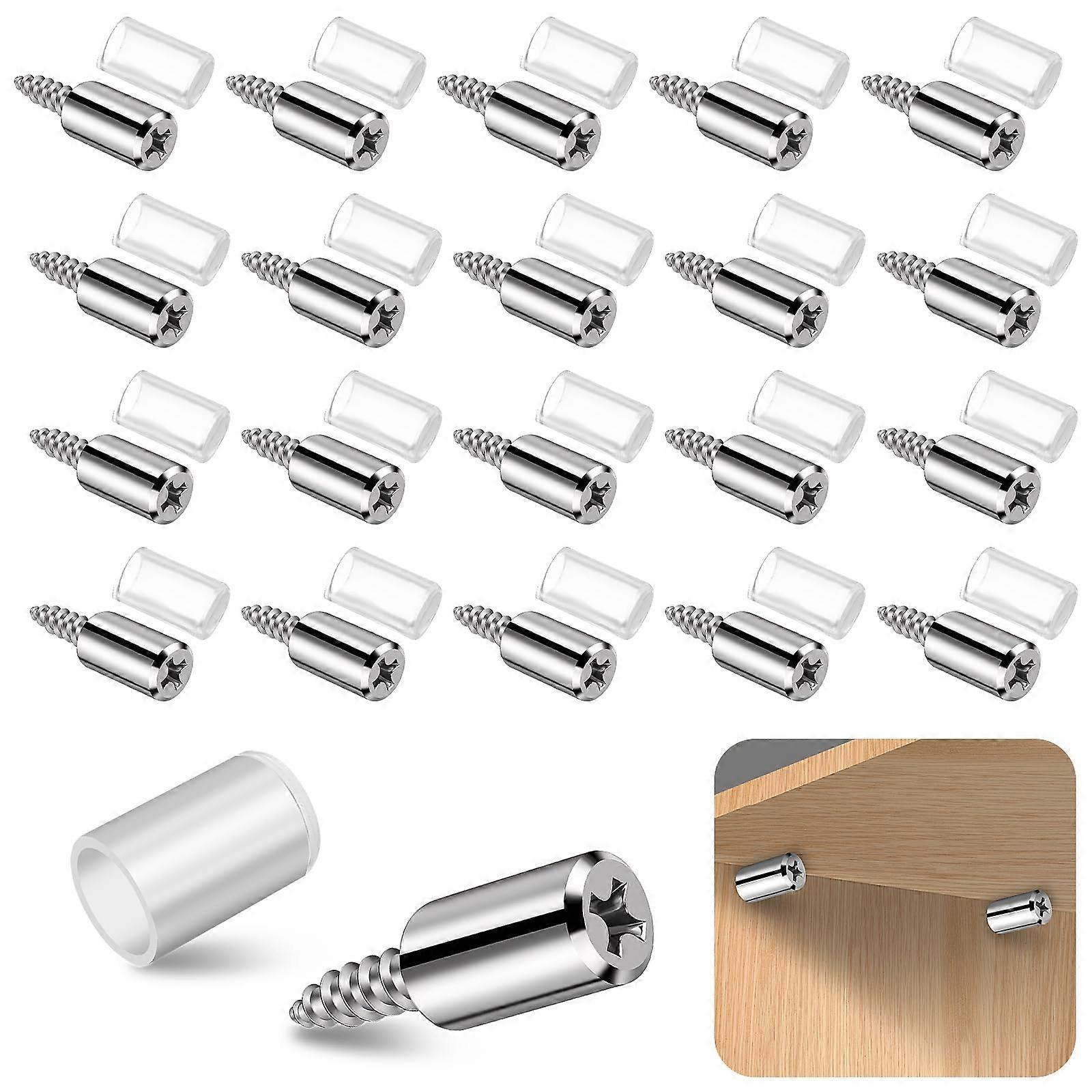 Shelf Brackets, Pack of 20, 7 mm, with Rubber Protection, Shelf Support, Screws