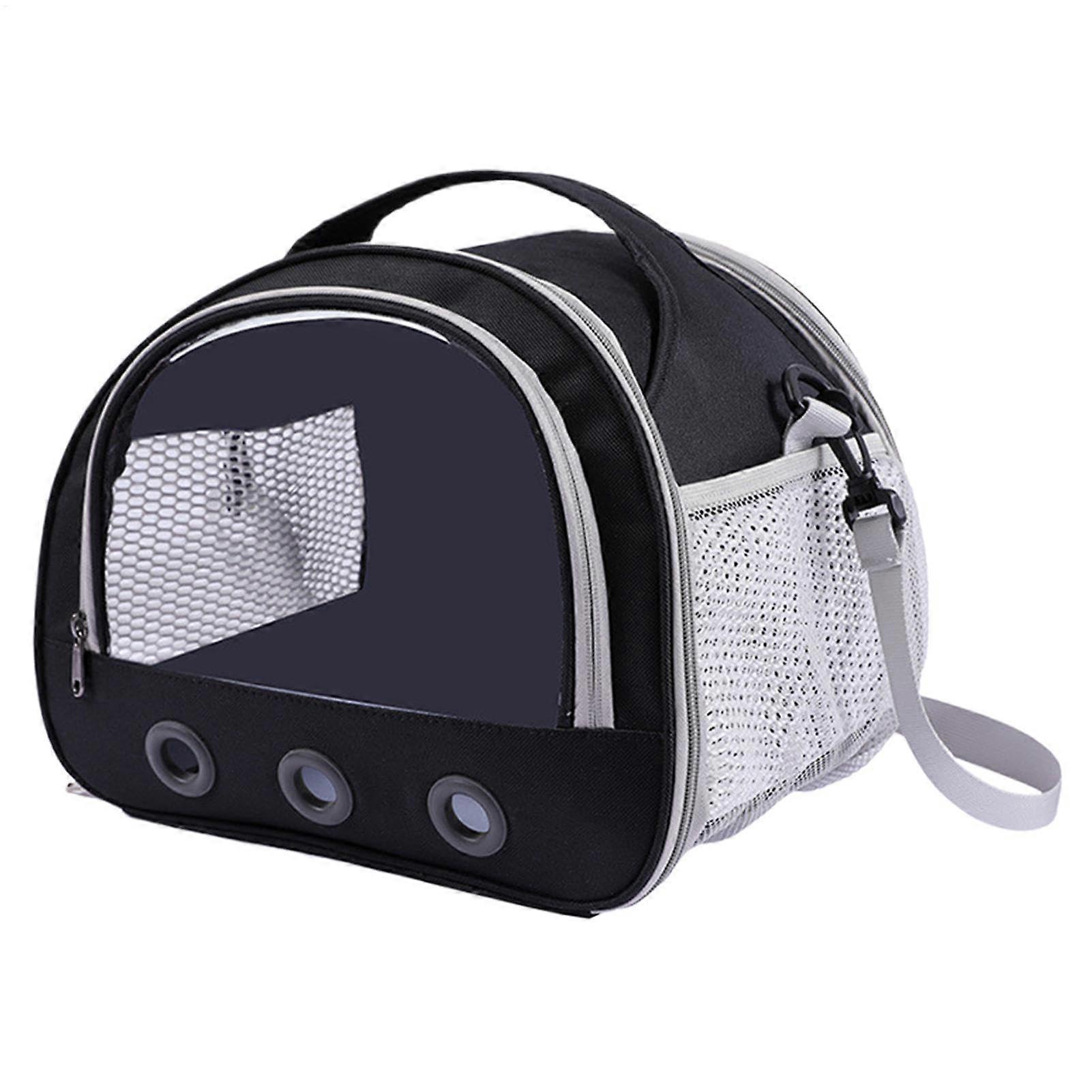 Hamster Carrier with Transparent Window, Small Animal Transport Bag 8.66 x 7.48 x 7.09 Inches, Pink/Black/Blue for Guinea Pig and Bunny