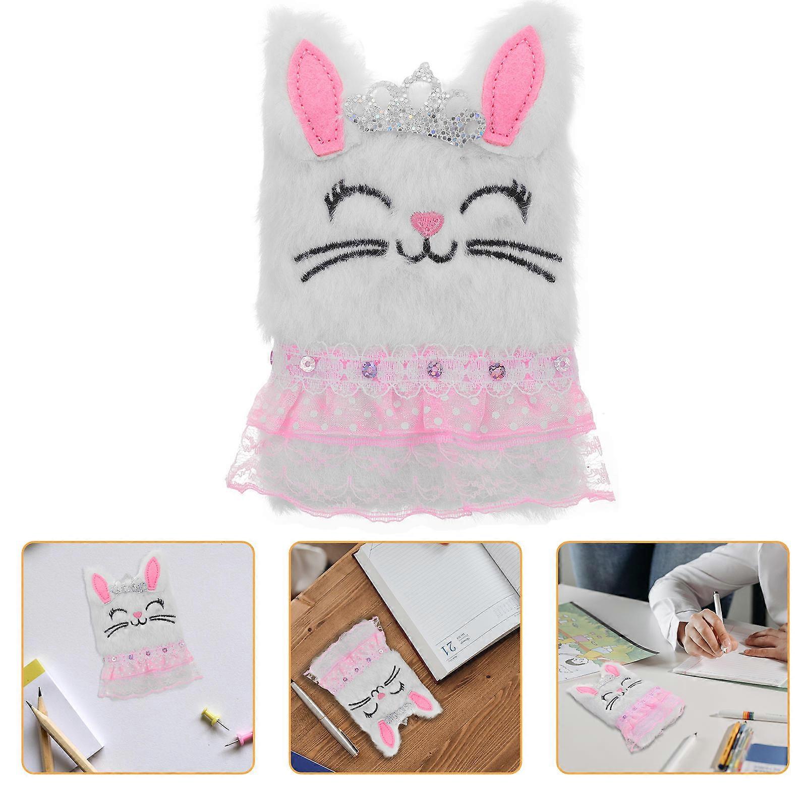 Plush Rabbit Shaped Notebook with Soft Cover for Creative Writing, Note Taking, and Travel – Cute Fluffy Design for Students and Daily Use