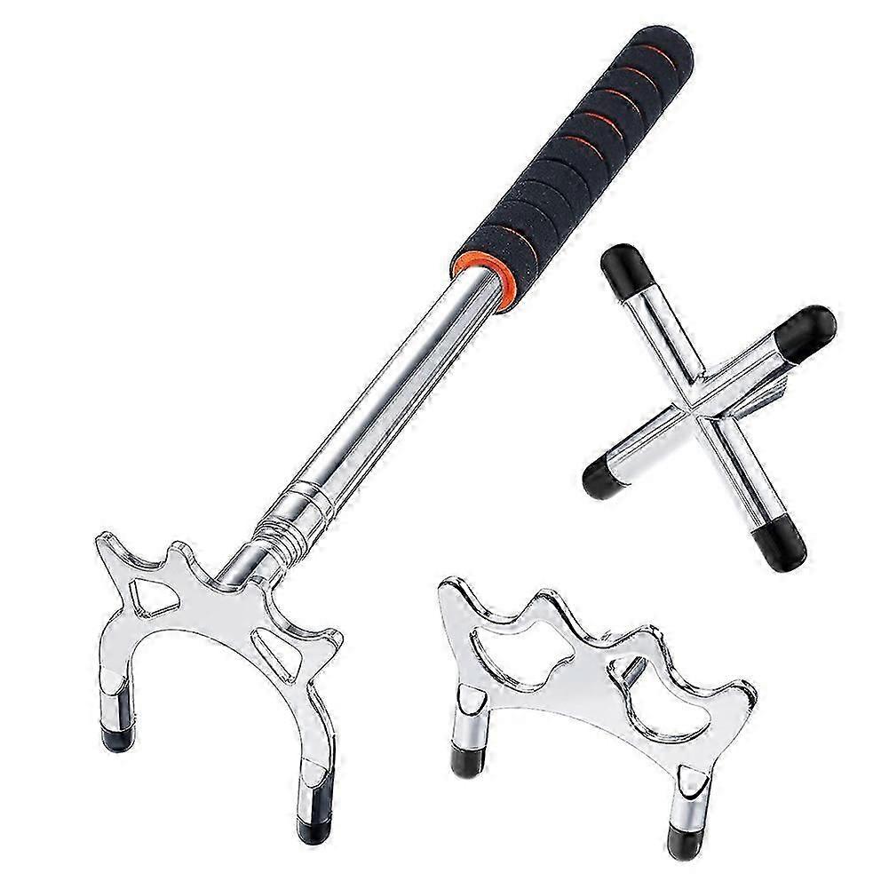 Retractable Billiard Cue Stick Bridge with 3Pcs Removable Brass Bridge Head Billiard Table Pool Cue Accessories,Silver.d