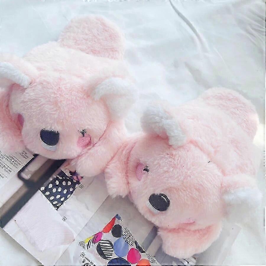 Tecknad film Tofflor Söt Koala Form Hem Bomull Kvinna Flicka Varm Vinter Inomhus Platt Casual Golv Halkfri Rosa Grå