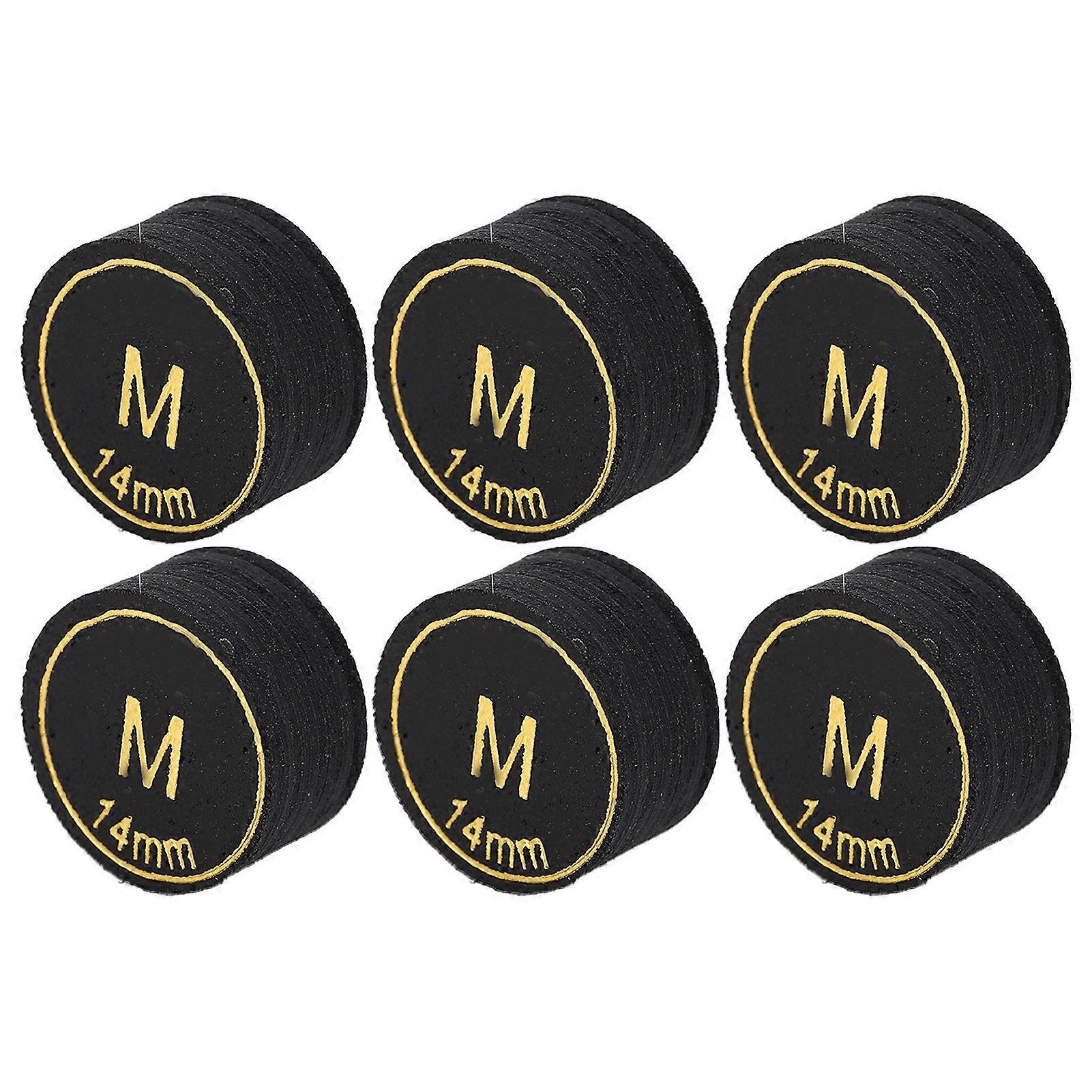 6pcs Pool Cue Tips Professional Multi Layers Billiard Pool Cue Tips Replacement for Pool Cues and Snooker 14mm M 