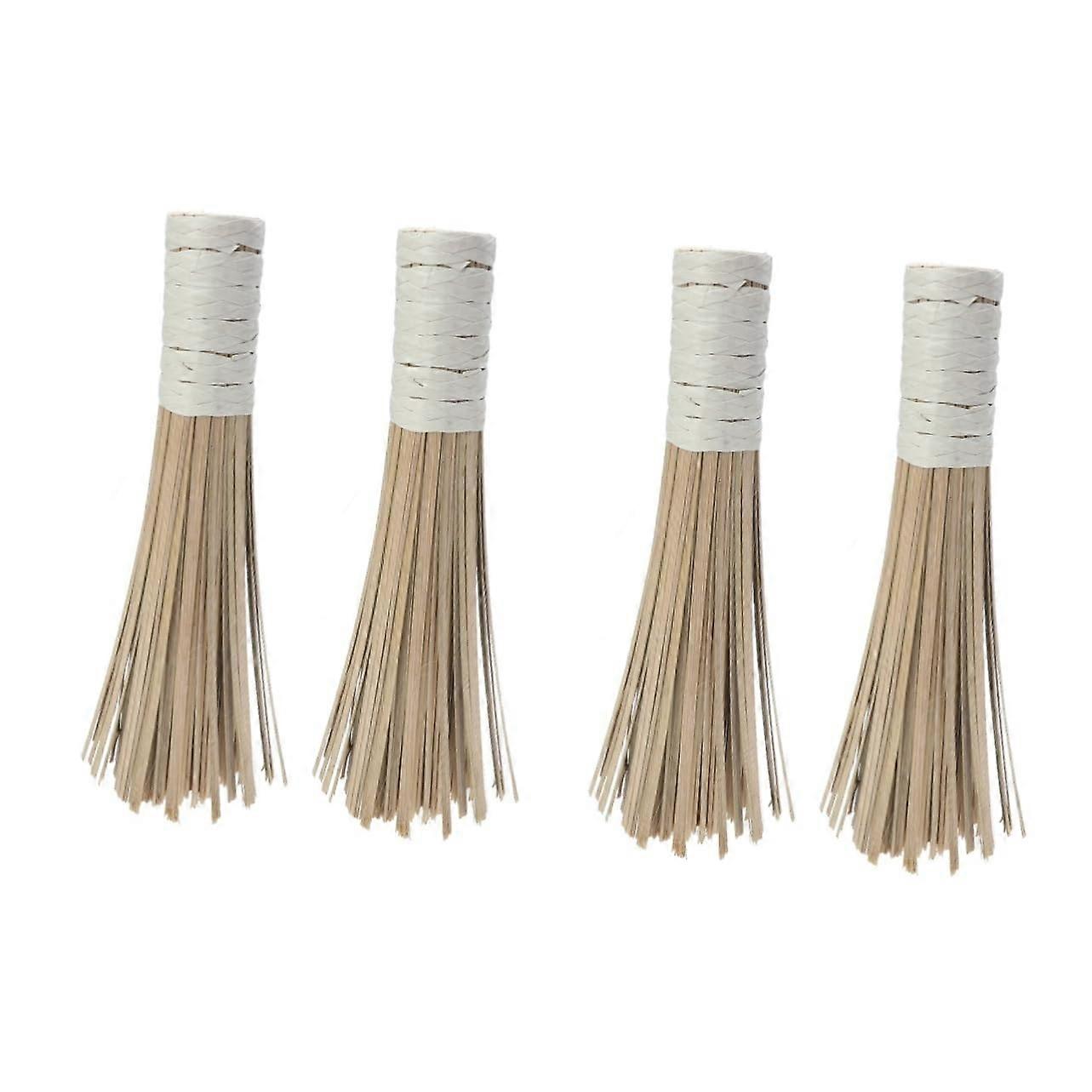 Stove Cleaning Brush Set 2 Pieces Retractable Wok Cleaner with Sponges for Kitchen and Dryer Openings Green Bamboo